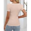 imageANRABESS Women Short Sleeve Tops Square Neck Ribbed Knit Color Block T Shirts Fitted Casual Summer 2025 Trendy Basic TeesApricot