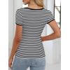 imageANRABESS Women Short Sleeve Tops Square Neck Ribbed Knit Color Block T Shirts Fitted Casual Summer 2025 Trendy Basic TeesBlack White Stripe
