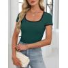 imageANRABESS Women Short Sleeve Tops Square Neck Ribbed Knit Color Block T Shirts Fitted Casual Summer 2025 Trendy Basic TeesDeep Green