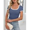 imageANRABESS Women Short Sleeve Tops Square Neck Ribbed Knit Color Block T Shirts Fitted Casual Summer 2025 Trendy Basic TeesDusty Blue