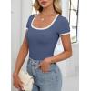 imageANRABESS Women Short Sleeve Tops Square Neck Ribbed Knit Color Block T Shirts Fitted Casual Summer 2025 Trendy Basic TeesDusty Blue