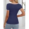 imageANRABESS Women Short Sleeve Tops Square Neck Ribbed Knit Color Block T Shirts Fitted Casual Summer 2025 Trendy Basic TeesNavy Blue