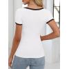 imageANRABESS Women Short Sleeve Tops Square Neck Ribbed Knit Color Block T Shirts Fitted Casual Summer 2025 Trendy Basic TeesWhite