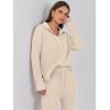 imageANRABESS Women Two Piece Outfits Sweater Sets Lounge Waffle Knit Pullover Matching Wide Leg Pants Tracksuit 2025 Fall FashionApricot