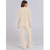 imageANRABESS Women Two Piece Outfits Sweater Sets Lounge Waffle Knit Pullover Matching Wide Leg Pants Tracksuit 2025 Fall FashionApricot