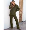 imageANRABESS Women Two Piece Outfits Sweater Sets Lounge Waffle Knit Pullover Matching Wide Leg Pants Tracksuit 2025 Fall FashionArmy Green