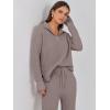 imageANRABESS Women Two Piece Outfits Sweater Sets Lounge Waffle Knit Pullover Matching Wide Leg Pants Tracksuit 2025 Fall FashionCamel