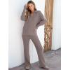 imageANRABESS Women Two Piece Outfits Sweater Sets Lounge Waffle Knit Pullover Matching Wide Leg Pants Tracksuit 2025 Fall FashionCamel