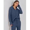 imageANRABESS Women Two Piece Outfits Sweater Sets Lounge Waffle Knit Pullover Matching Wide Leg Pants Tracksuit 2025 Fall FashionDeep Blue