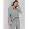 imageANRABESS Women Two Piece Outfits Sweater Sets Lounge Waffle Knit Pullover Matching Wide Leg Pants Tracksuit 2025 Fall FashionGrey