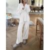 imageANRABESS Women Two Piece Outfits Sweater Sets Lounge Waffle Knit Pullover Matching Wide Leg Pants Tracksuit 2025 Fall FashionWhite