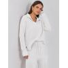 imageANRABESS Women Two Piece Outfits Sweater Sets Lounge Waffle Knit Pullover Matching Wide Leg Pants Tracksuit 2025 Fall FashionWhite