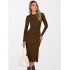 imageANRABESS Womens 2025 Fall Long Sleeve Midi Dress Ribbed Knit Bodycon Fitted Button Down Wedding Guest Slit Sweater DressesBrown
