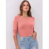 imageANRABESS Womens 34 Long Sleeve Tops Ribbed Knit Slim Fitted Shirts Basic Tee Fall Outfits 2025 Fashion Y2K ClothesCoral