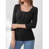 imageANRABESS Womens 34 Sleeve Henley Shirts Ribbed Knit Slim Fit Casual Basic T Shirts 2025 Summer Fall Button Up Blouse OutfitsBlack