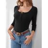 imageANRABESS Womens 34 Sleeve Henley Shirts Ribbed Knit Slim Fit Casual Basic T Shirts 2025 Summer Fall Button Up Blouse OutfitsBlack