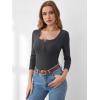 imageANRABESS Womens 34 Sleeve Henley Shirts Ribbed Knit Slim Fit Casual Basic T Shirts 2025 Summer Fall Button Up Blouse OutfitsCharcoal