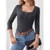 imageANRABESS Womens 34 Sleeve Henley Shirts Ribbed Knit Slim Fit Casual Basic T Shirts 2025 Summer Fall Button Up Blouse OutfitsCharcoal