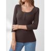 imageANRABESS Womens 34 Sleeve Henley Shirts Ribbed Knit Slim Fit Casual Basic T Shirts 2025 Summer Fall Button Up Blouse OutfitsCoffee