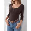 imageANRABESS Womens 34 Sleeve Henley Shirts Ribbed Knit Slim Fit Casual Basic T Shirts 2025 Summer Fall Button Up Blouse OutfitsCoffee