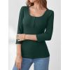 imageANRABESS Womens 34 Sleeve Henley Shirts Ribbed Knit Slim Fit Casual Basic T Shirts 2025 Summer Fall Button Up Blouse OutfitsDeep Green