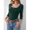 imageANRABESS Womens 34 Sleeve Henley Shirts Ribbed Knit Slim Fit Casual Basic T Shirts 2025 Summer Fall Button Up Blouse OutfitsDeep Green