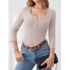 imageANRABESS Womens 34 Sleeve Henley Shirts Ribbed Knit Slim Fit Casual Basic T Shirts 2025 Summer Fall Button Up Blouse OutfitsLight Apricot