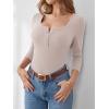 imageANRABESS Womens 34 Sleeve Henley Shirts Ribbed Knit Slim Fit Casual Basic T Shirts 2025 Summer Fall Button Up Blouse OutfitsLight Apricot