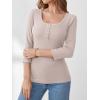 imageANRABESS Womens 34 Sleeve Henley Shirts Ribbed Knit Slim Fit Casual Basic T Shirts 2025 Summer Fall Button Up Blouse OutfitsLight Apricot