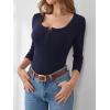 imageANRABESS Womens 34 Sleeve Henley Shirts Ribbed Knit Slim Fit Casual Basic T Shirts 2025 Summer Fall Button Up Blouse OutfitsNavy Blue
