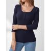 imageANRABESS Womens 34 Sleeve Henley Shirts Ribbed Knit Slim Fit Casual Basic T Shirts 2025 Summer Fall Button Up Blouse OutfitsNavy Blue