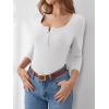 imageANRABESS Womens 34 Sleeve Henley Shirts Ribbed Knit Slim Fit Casual Basic T Shirts 2025 Summer Fall Button Up Blouse OutfitsWhite