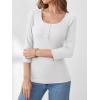 imageANRABESS Womens 34 Sleeve Henley Shirts Ribbed Knit Slim Fit Casual Basic T Shirts 2025 Summer Fall Button Up Blouse OutfitsWhite