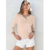 imageANRABESS Womens 34 Sleeve Tops Henley Shirts Casual Trendy Button T Shirts 2025 Summer Basic TunicApricot