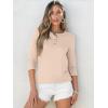 imageANRABESS Womens 34 Sleeve Tops Henley Shirts Casual Trendy Button T Shirts 2025 Summer Basic TunicApricot