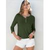 imageANRABESS Womens 34 Sleeve Tops Henley Shirts Casual Trendy Button T Shirts 2025 Summer Basic TunicArmy Green