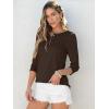 imageANRABESS Womens 34 Sleeve Tops Henley Shirts Casual Trendy Button T Shirts 2025 Summer Basic TunicBrown
