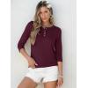 imageANRABESS Womens 34 Sleeve Tops Henley Shirts Casual Trendy Button T Shirts 2025 Summer Basic TunicBurgundy
