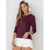 imageANRABESS Womens 34 Sleeve Tops Henley Shirts Casual Trendy Button T Shirts 2025 Summer Basic TunicBurgundy