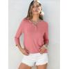imageANRABESS Womens 34 Sleeve Tops Henley Shirts Casual Trendy Button T Shirts 2025 Summer Basic TunicCoral Pink