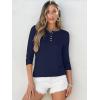 imageANRABESS Womens 34 Sleeve Tops Henley Shirts Casual Trendy Button T Shirts 2025 Summer Basic TunicDark Blue