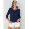 imageANRABESS Womens 34 Sleeve Tops Henley Shirts Casual Trendy Button T Shirts 2025 Summer Basic TunicDark Blue