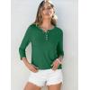 imageANRABESS Womens 34 Sleeve Tops Henley Shirts Casual Trendy Button T Shirts 2025 Summer Basic TunicGreen
