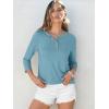 imageANRABESS Womens 34 Sleeve Tops Henley Shirts Casual Trendy Button T Shirts 2025 Summer Basic TunicLake Blue