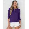 imageANRABESS Womens 34 Sleeve Tops Henley Shirts Casual Trendy Button T Shirts 2025 Summer Basic TunicPurple