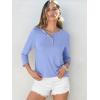 imageANRABESS Womens 34 Sleeve Tops Henley Shirts Casual Trendy Button T Shirts 2025 Summer Basic TunicSky Blue