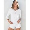imageANRABESS Womens 34 Sleeve Tops Henley Shirts Casual Trendy Button T Shirts 2025 Summer Basic TunicWhite