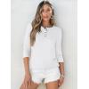 imageANRABESS Womens 34 Sleeve Tops Henley Shirts Casual Trendy Button T Shirts 2025 Summer Basic TunicWhite