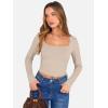 imageANRABESS Womens Long Sleeve Square Neck Crop Top Ribbed Slim Fitted Basic Tee Layer Y2K Shirts Fall Fashion Outfits 2025Beige
