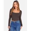 imageANRABESS Womens Long Sleeve Square Neck Crop Top Ribbed Slim Fitted Basic Tee Layer Y2K Shirts Fall Fashion Outfits 2025Coffee